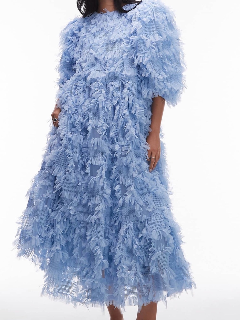ASOS ARCHIVE oversized textured mesh midaxi dress in blue